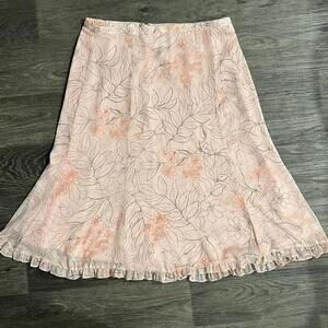 floral fairy and cottage whimsical midi skirt with ruffle hem